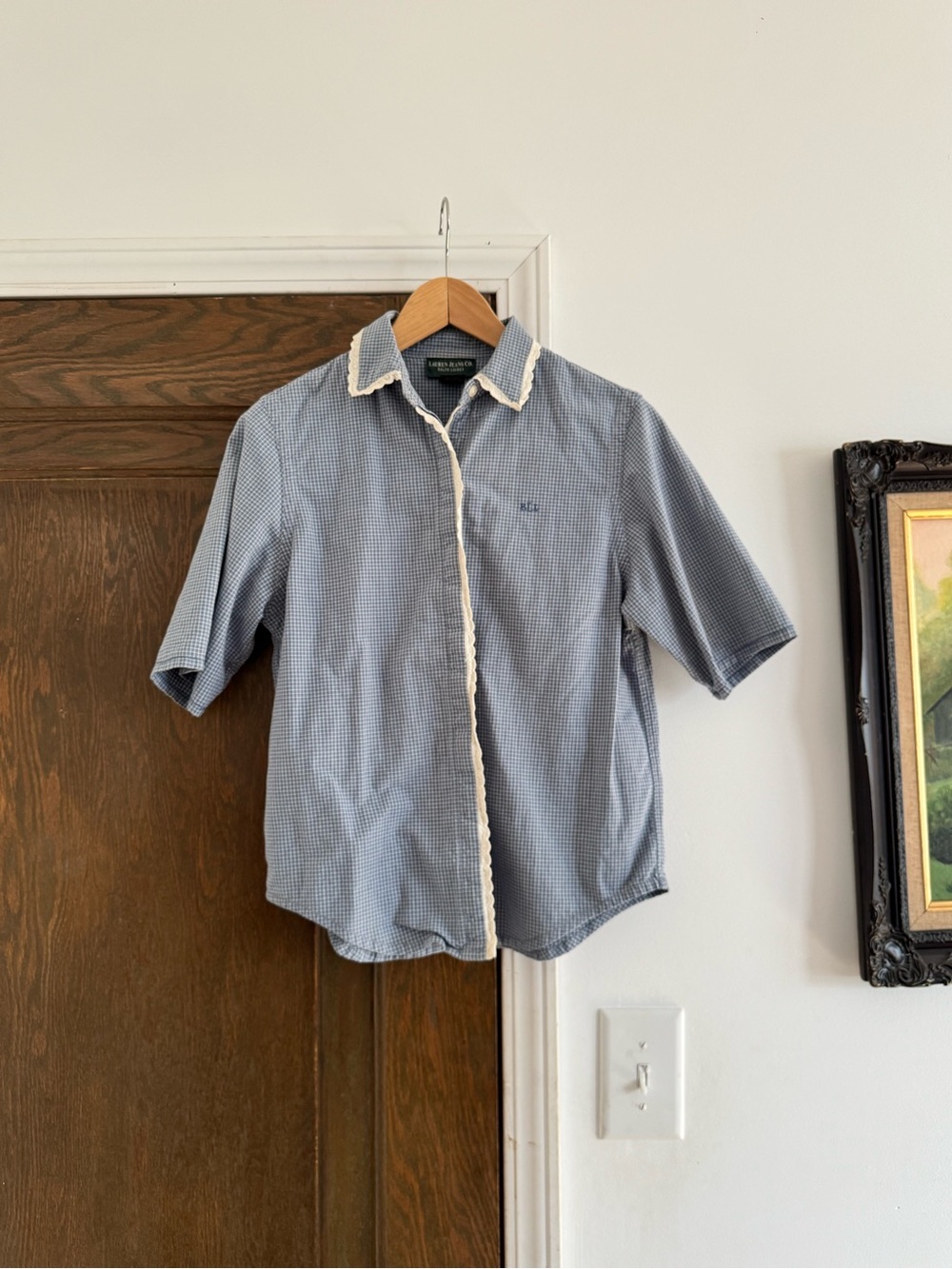 Vintage Ralph Lauren Short-Sleeve button down with eyelet lace